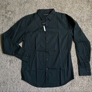 Beverly Hill Polo Club Dress shirt size small black green long sleeve New